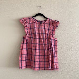 Anthropologie Amarette Stripe Ruffle Blouse XL Petite